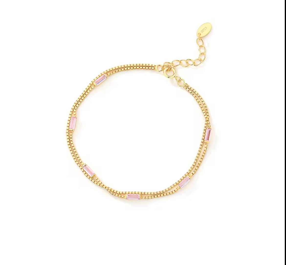 Double layer baguette bracelet