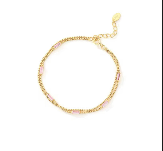 Double layer baguette bracelet